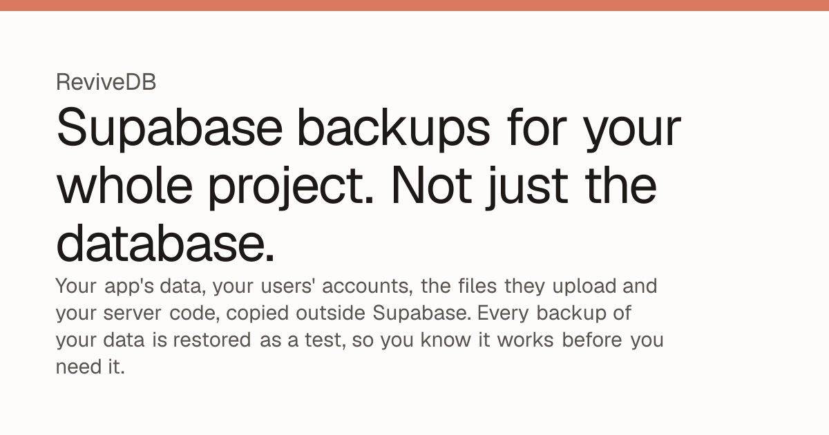 ReviveDB screenshot 1